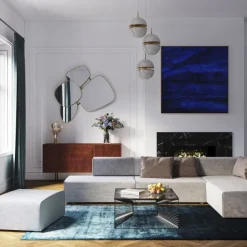 Sale Acrylschilderij Abstract Deep Blauw 155x155cm Wanddecoratie|Kasten