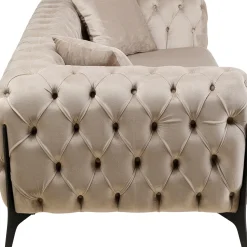 Clearance Bank Bellissima 2-Seater Velvet Beige 200cm Kasten|Tuinmeubelen