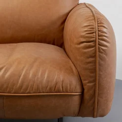 Clearance Bank Calgary Smart Leather Light Brown 228cm Kasten|Tuinmeubelen