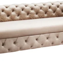 Cheap Bank Desire 3-Zits Fluweel Ecru Kasten|Tuinmeubelen