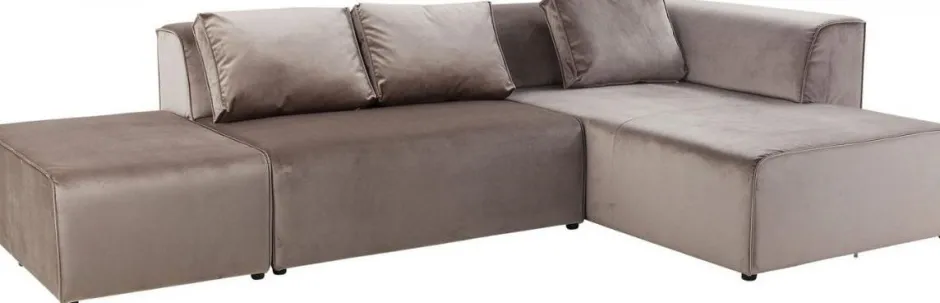 Discount Bank Infinity Fluweel Taupe Rechts Kasten|Tuinmeubelen