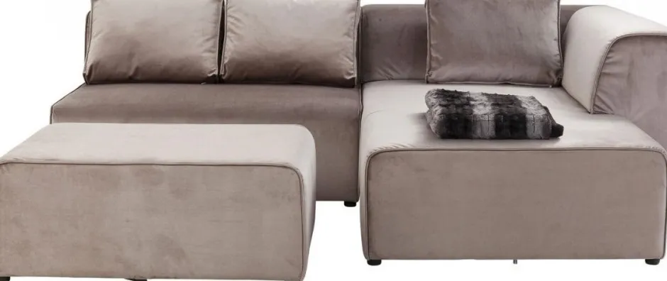 Discount Bank Infinity Fluweel Taupe Rechts Kasten|Tuinmeubelen