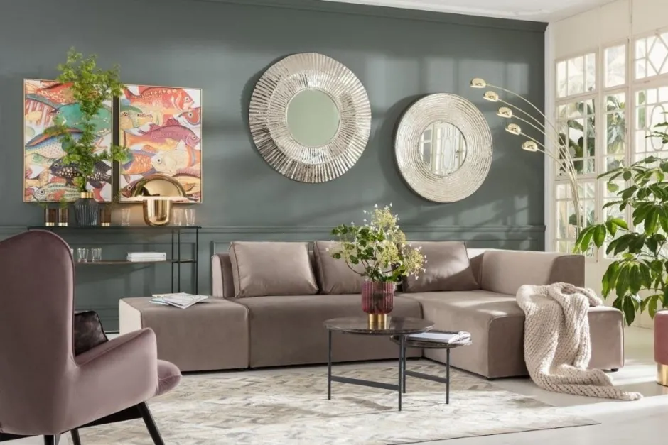 Discount Bank Infinity Fluweel Taupe Rechts Kasten|Tuinmeubelen