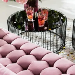 Clearance Bank Milchbar 3-Zits Fluweel Roze Kasten|Tuinmeubelen