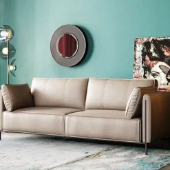 Best Sale Bank 3-Seater Victor Leather Grey 233cm Kasten|Tuinmeubelen