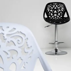 Cheap Barkruk Ornament Wit Kasten|Stoelen