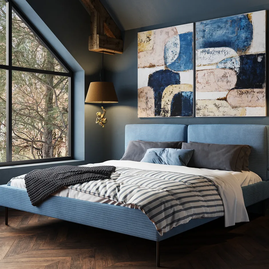 Outlet Bed East Side Cord Blue 180x200cm Bedden|Tuinmeubelen