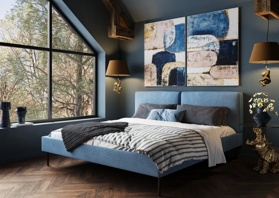 Best Sale Bed East Side Cord Blue 160x200cm Bedden|Kasten