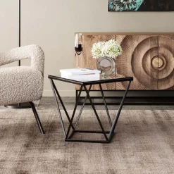 Best Bijzettafel Cristallo Zwart 50x50cm Kasten|Tafels