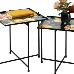 Outlet Bijzettafel Flowers Garden Square (Set Van 2) Kasten|Tafels