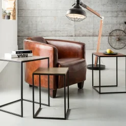 Clearance Bijzettafel Loft Vierkant Vintage (3-delig) 41x41cm Kasten|Tafels