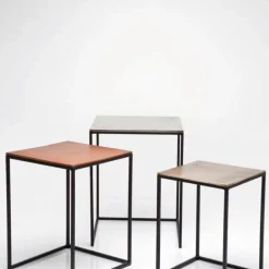 Clearance Bijzettafel Loft Vierkant Vintage (3-delig) 41x41cm Kasten|Tafels