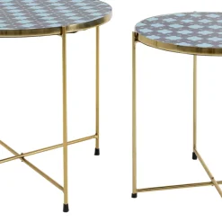 Outlet Bijzettafel Priya Blue (Set Van 2) Kasten|Tafels