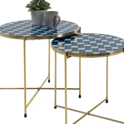 Outlet Bijzettafel Priya Blue (Set Van 2) Kasten|Tafels