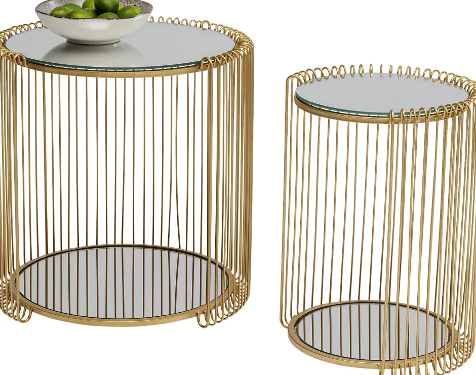 Sale Bijzettafel Wire Double Brass (2/set) Tafels