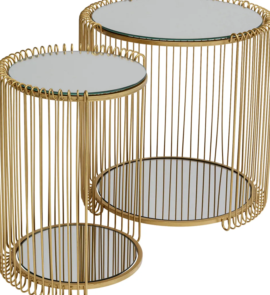 Sale Bijzettafel Wire Double Brass (2/set) Tafels