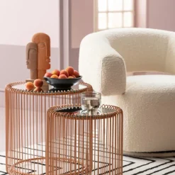 Outlet Bijzettafel Wire Koper (2-delig) Ø44cm Kasten|Tafels