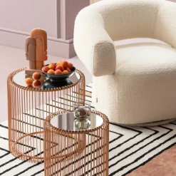 Outlet Bijzettafel Wire Koper (2-delig) Ø44cm Kasten|Tafels