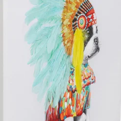 Clearance Canvas Headdress Dog 80x80cm Wanddecoratie
