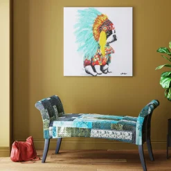 Clearance Canvas Headdress Dog 80x80cm Wanddecoratie