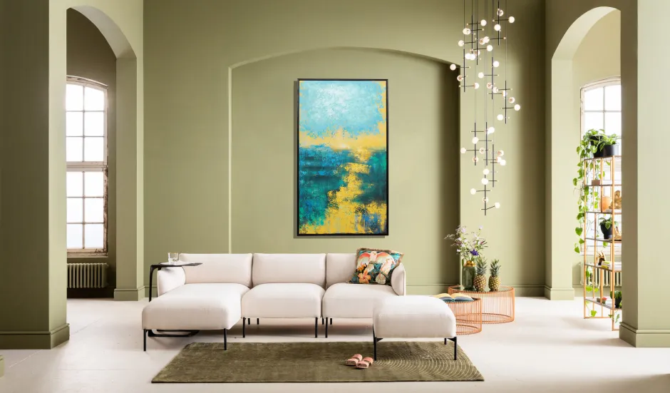 Outlet Canvas Jardin Blue 125x215cm Wanddecoratie|Kasten