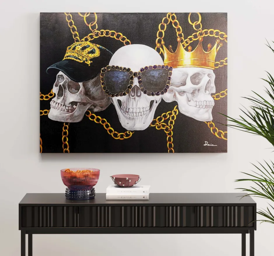 Online Canvas Skull Gang 90x120cm Wanddecoratie|Kasten