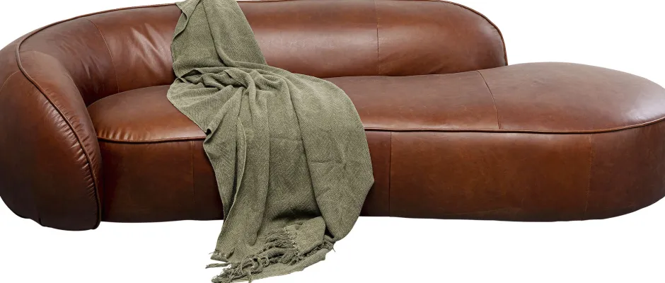 Store Chaise Longue Wonder Leather Brown 252cm Kasten|Tuinmeubelen