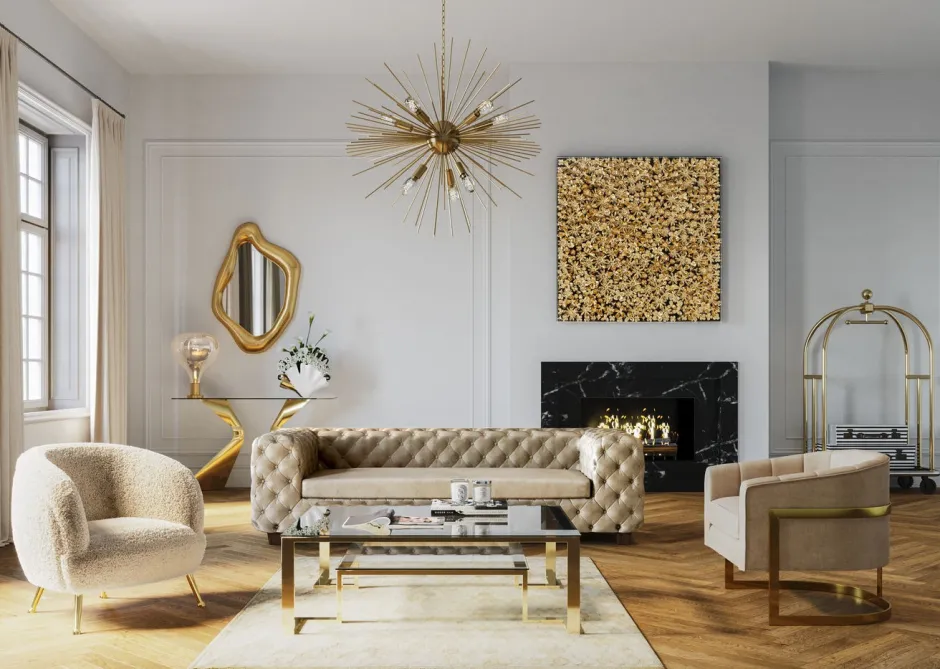 Hot Console Gloria Goud Kasten|Lage Kasten & Dressoirs