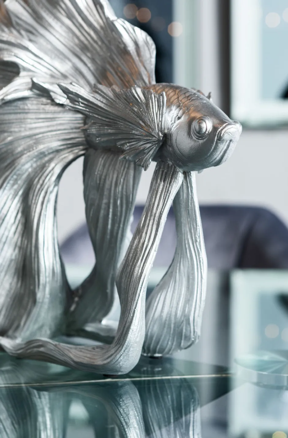 Online Decofiguur Betta Fish Zilver Klein Opbergers|Woondecoratie
