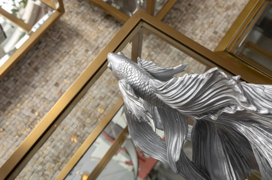 Online Decofiguur Betta Fish Zilver Klein Opbergers|Woondecoratie
