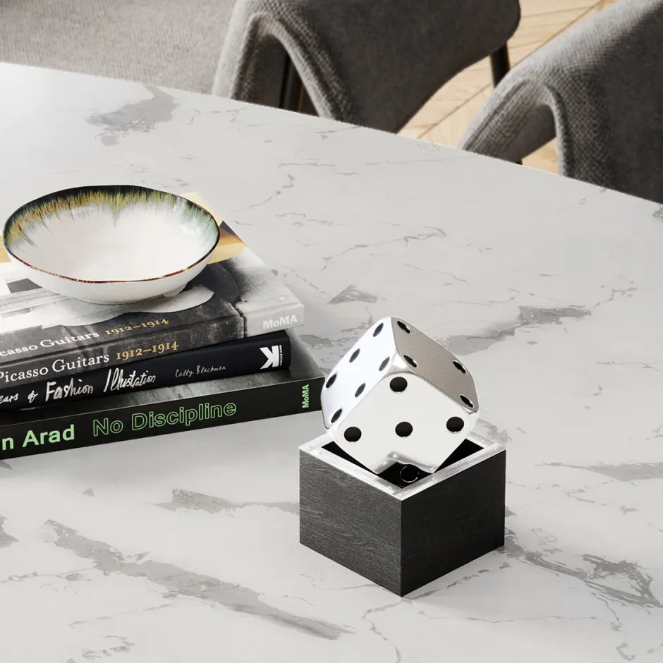 Store Decofiguur Dice Silver 10x10cm Opbergers|Woondecoratie