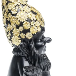 Hot Decofiguur Dwerg Meditatie Zwart Goud 19cm Opbergers|Woondecoratie