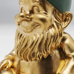 Discount Decofiguur Dwerg Zittend Goud Groen 19cm Opbergers|Woondecoratie