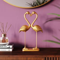 Discount Decofiguur Flamingo Love Gold 39cm Opbergers|Woondecoratie