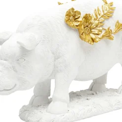 Online Decofiguur Flower Pig Wit 21cm Opbergers|Woondecoratie