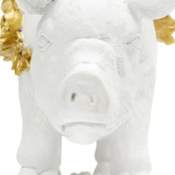 Online Decofiguur Flower Pig Wit 21cm Opbergers|Woondecoratie