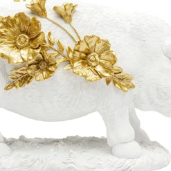 Online Decofiguur Flower Pig Wit 21cm Opbergers|Woondecoratie