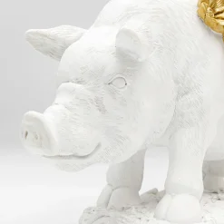 Online Decofiguur Flower Pig Wit 21cm Opbergers|Woondecoratie