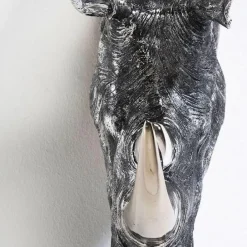 Store Decofiguur Neushoornkop Antiek Wanddecoratie|Kasten