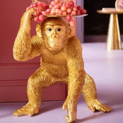 Store Decofiguur Playing Chimp Butler Gold 52cm Opbergers|Woondecoratie
