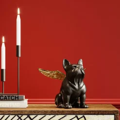 Fashion Decofiguur Sitting Angel Dog Goud-Zwart Opbergers|Woondecoratie