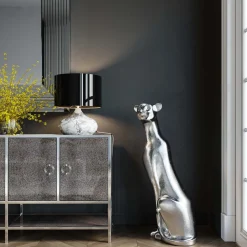 Sale Decofiguur Sitting Leopard Silver 150cm Opbergers|Woondecoratie