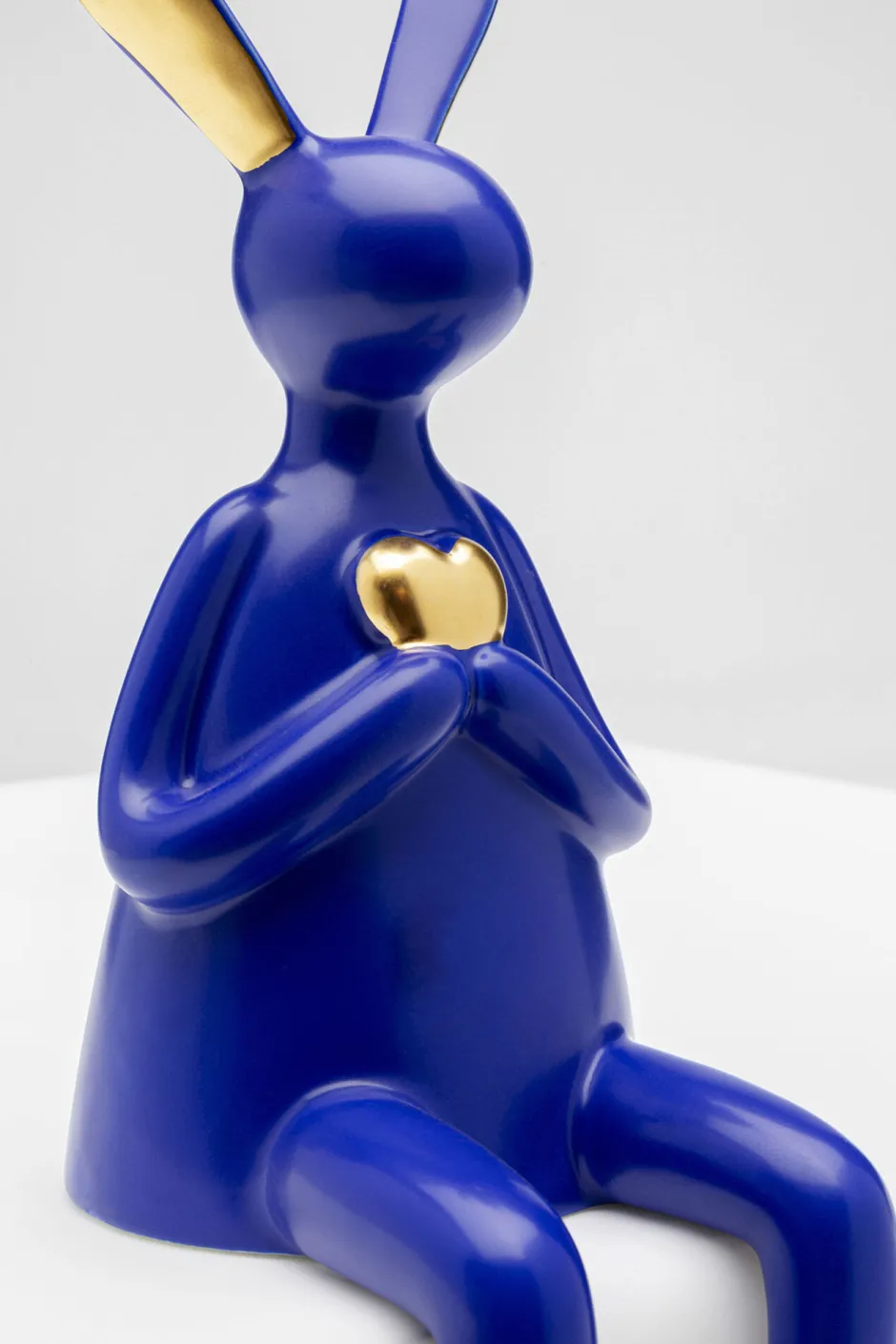 Outlet Decofiguur Sitting Rabbit Heart Blue 29cm Opbergers|Woondecoratie