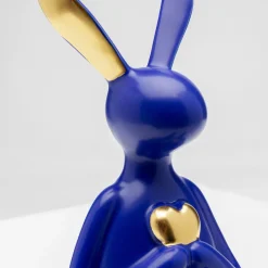 Outlet Decofiguur Sitting Rabbit Heart Blue 29cm Opbergers|Woondecoratie