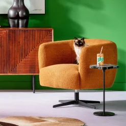 Online Draaifauteuil Peony Fuzzy Brown Kasten|Fauteuils