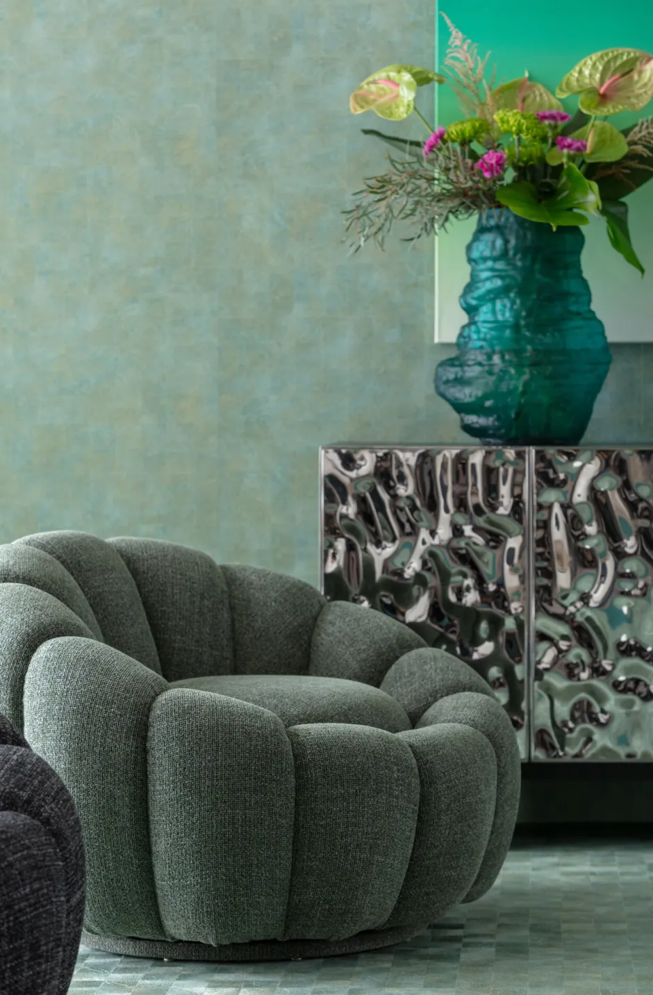 Clearance Draaifauteuil Peppo Bloom Melange Green Kasten|Fauteuils