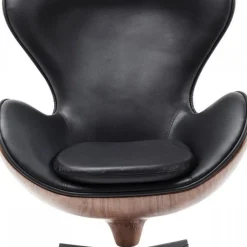 Best Draaistoel Lounge Zwart Walnoot Kasten|Fauteuils
