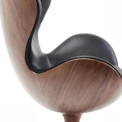 Best Draaistoel Lounge Zwart Walnoot Kasten|Fauteuils