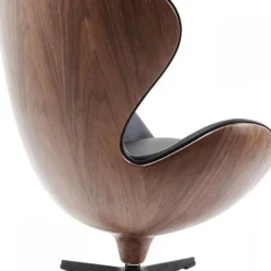 Best Draaistoel Lounge Zwart Walnoot Kasten|Fauteuils