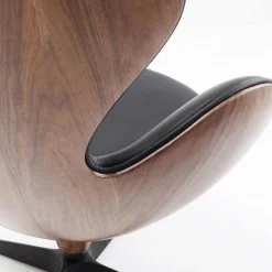 Best Draaistoel Lounge Zwart Walnoot Kasten|Fauteuils